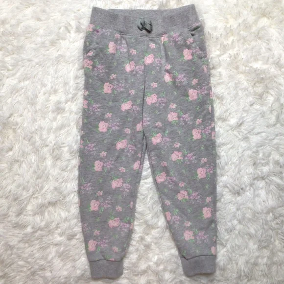 Janie & Jack Floral Jogger Crewneck Set Grey Pink Gray Size 6 LIKE NEW WORN ONCE